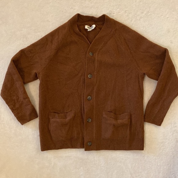 Goodthreads Women’s Sweater Cardigan size Large Rust Brown Lambswool button down - Picture 1 of 9